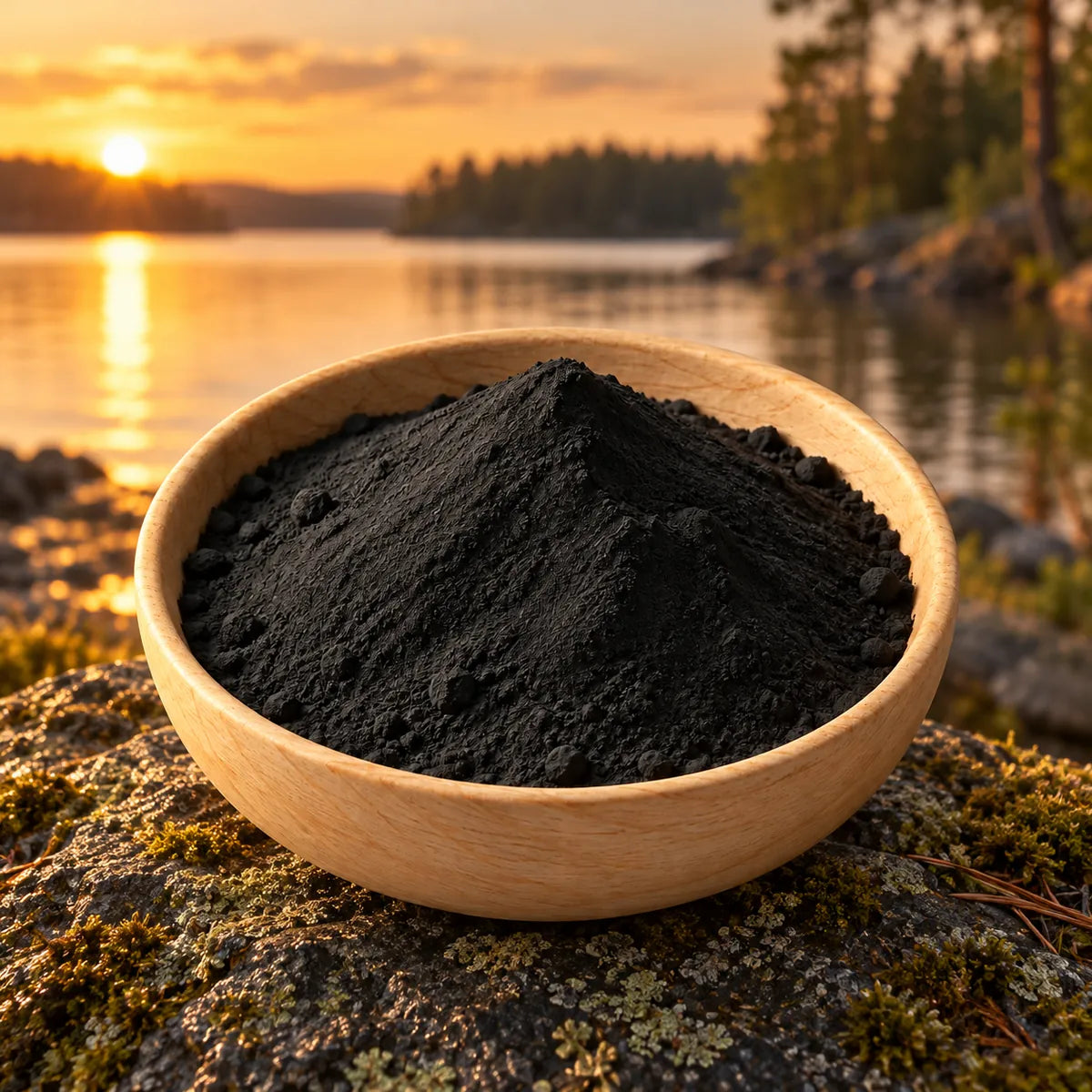 Polvere di shungite 20 micron, 2 kg, in un ambiente naturale