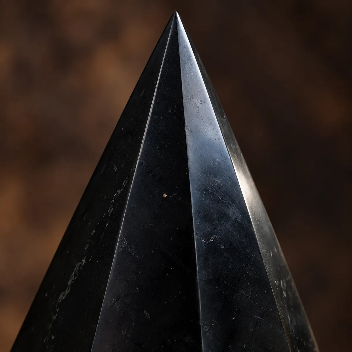 Piramide 8 lati in shungite, un dettaglio da vicino